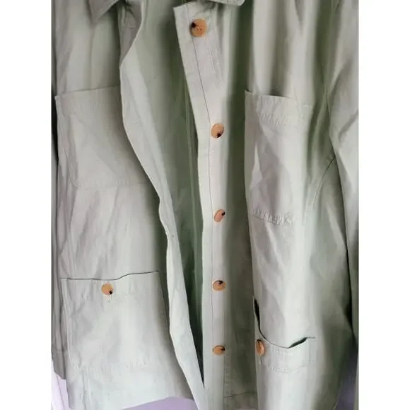 Talbots women's utility or chore jacket in a light mint green plus 2X coastal